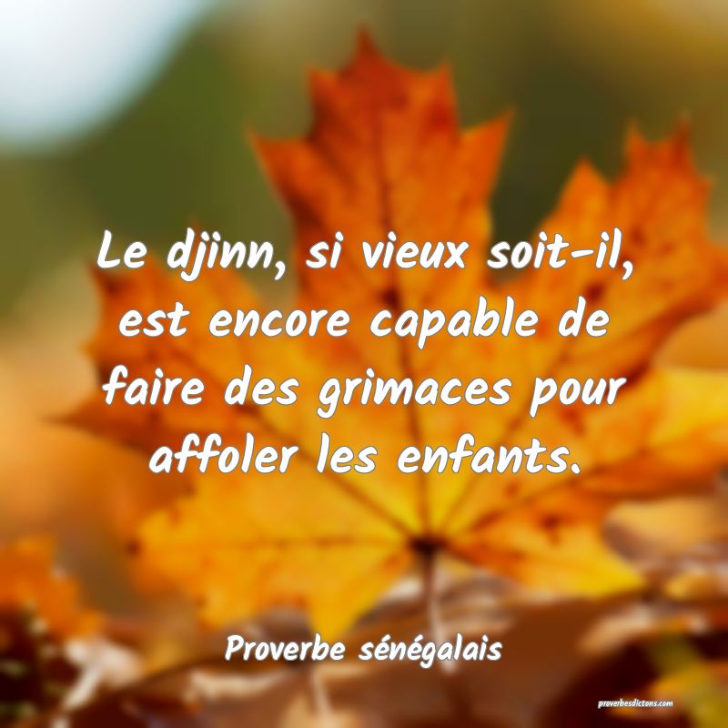  Le djinn, si vieux soit-il, est encore capable de faire des grimaces pour affoler les enfants.