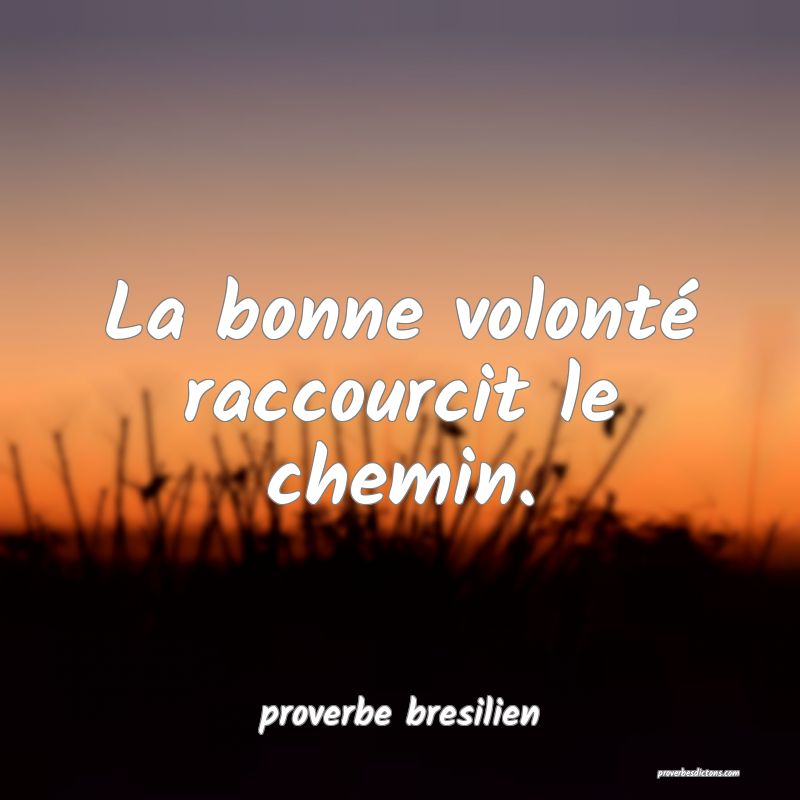  La bonne volonté raccourcit le chemin.