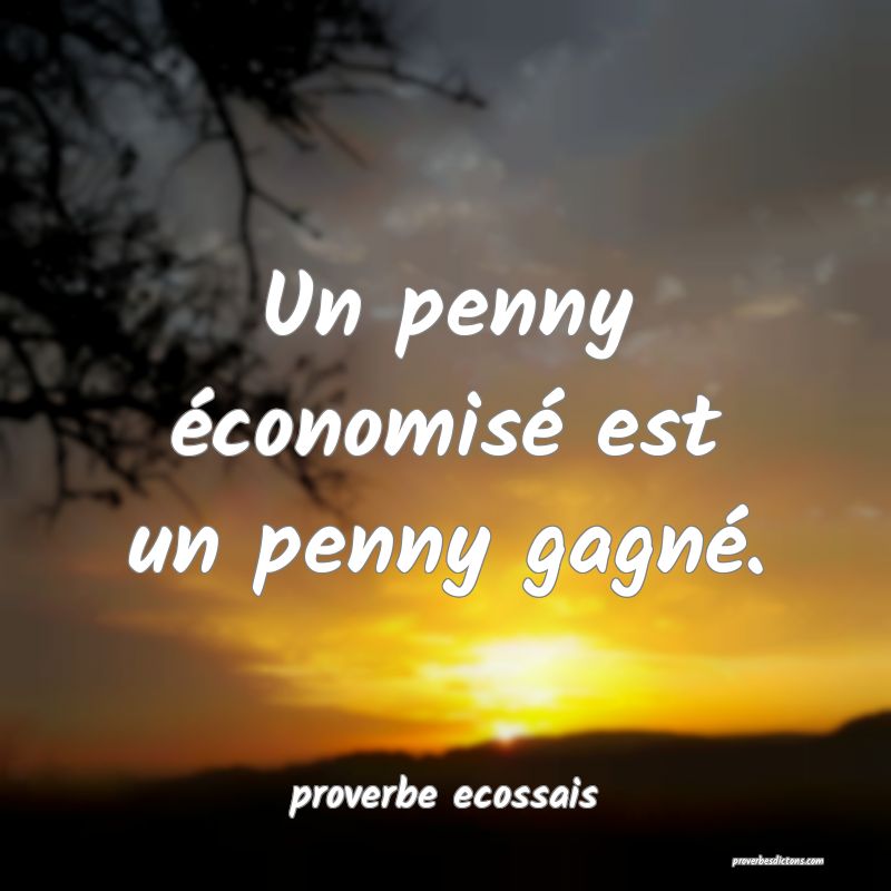  Un penny économisé est un penny gagné.