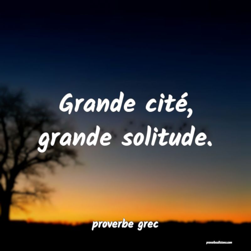  Grande cité, grande solitude.