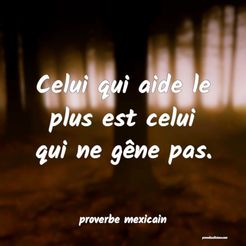  Celui qui aide le plus est celui qui ne gêne pas.
