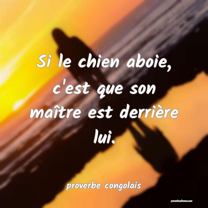  Si le chien aboie, c'est que son maître est derrière lui.
