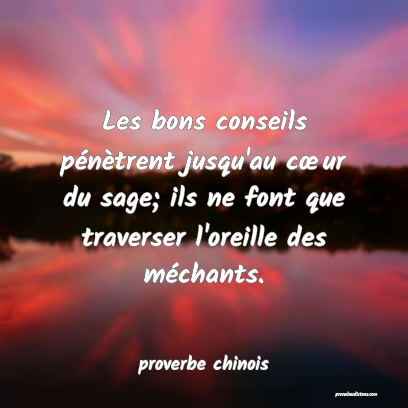 Les bons conseils pénètrent jusqu'au cœur du sage; ils ne font que traverser l'oreille des méchants.