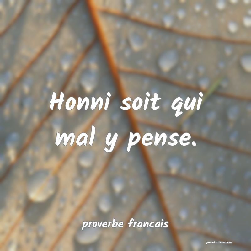  Honni soit qui mal y pense.