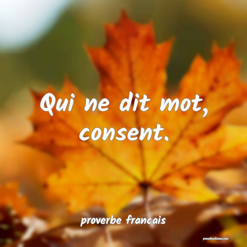  Qui ne dit mot, consent.