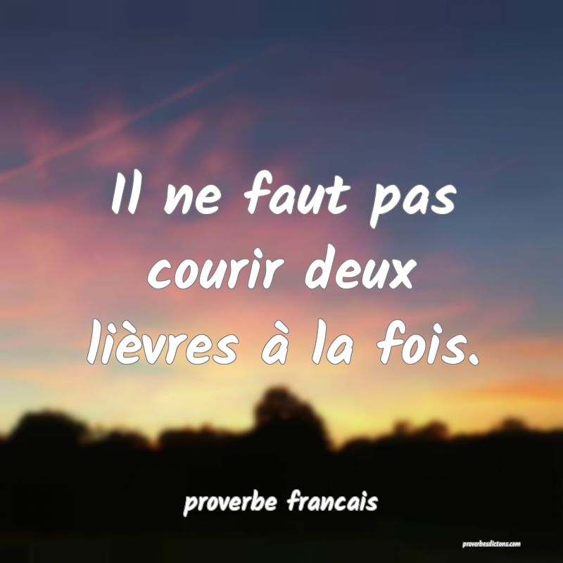  Il ne faut pas courir deux lièvres à la fois.
