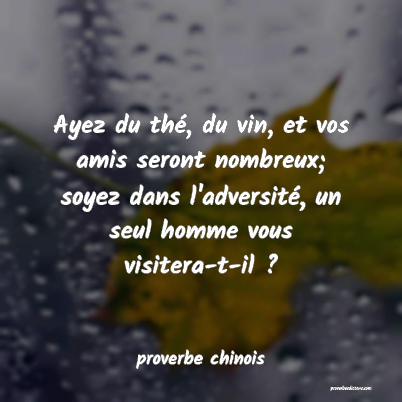  Ayez du thé, du vin, et vos amis seront nombreux; soyez dans l'adversité, un seul homme vous visitera-t-il ?