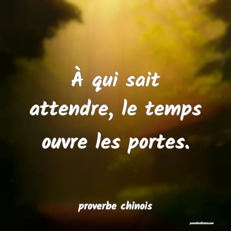  À qui sait attendre, le temps ouvre les portes.