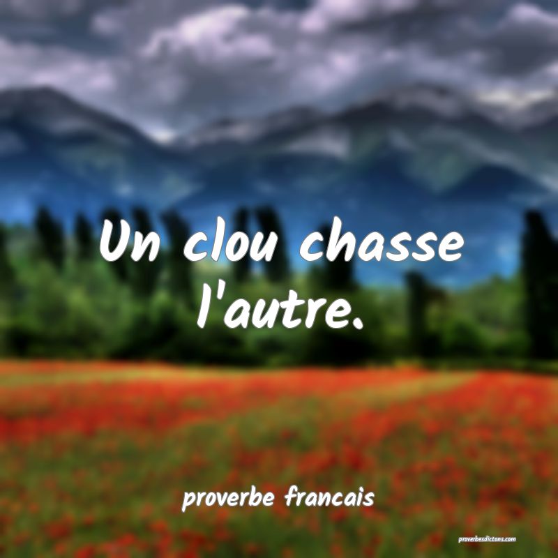  Un clou chasse l'autre.
