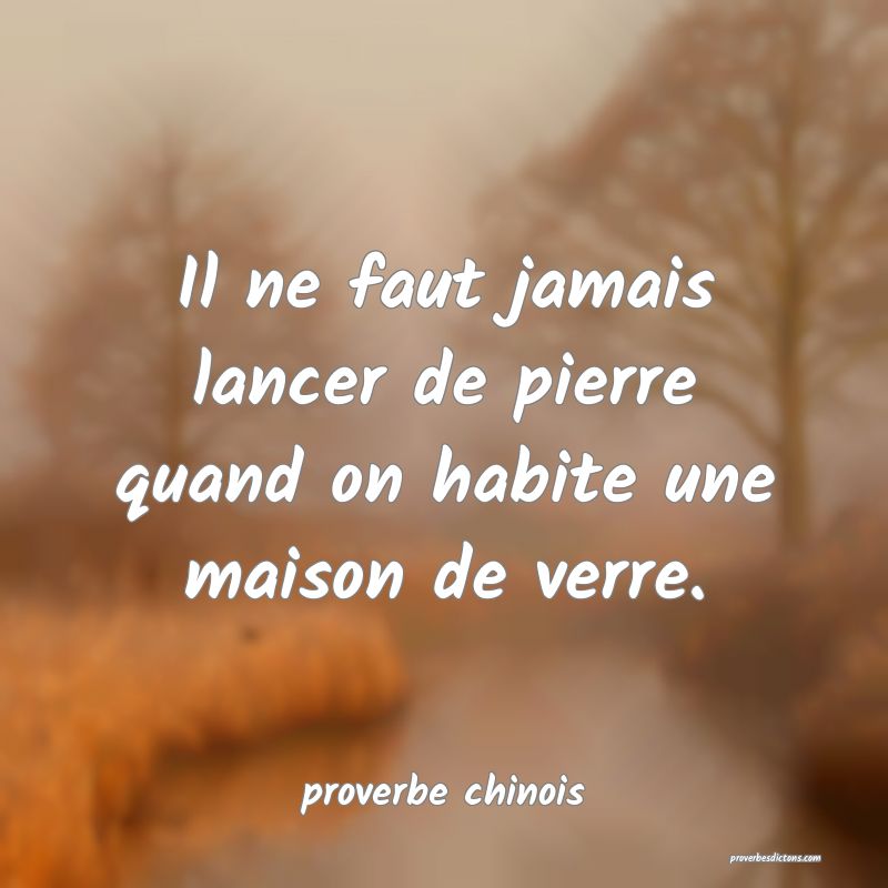  Il ne faut jamais lancer de pierre quand on habite une maison de verre.