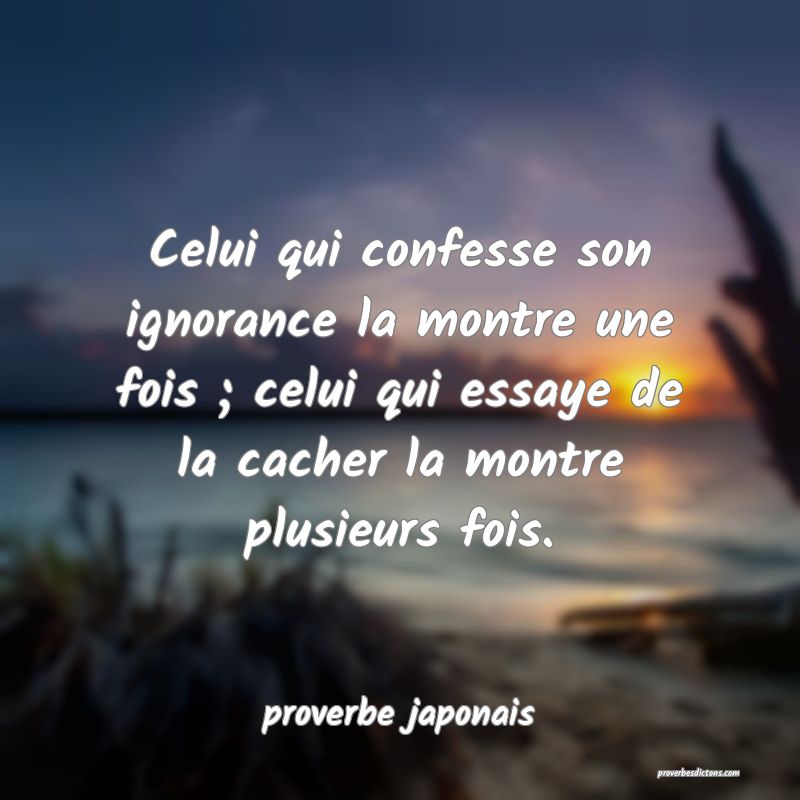  Celui qui confesse son ignorance la montre une fois ; celui qui essaye de la cacher la montre plusieurs fois.