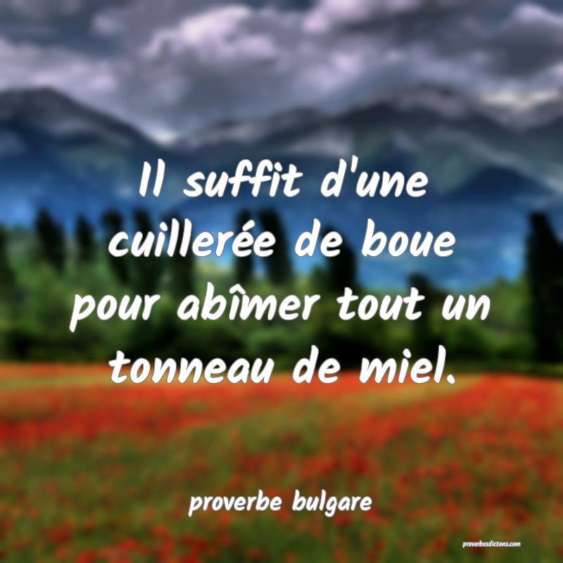  Il suffit d'une cuillerée de boue pour abîmer tout un tonneau de miel.