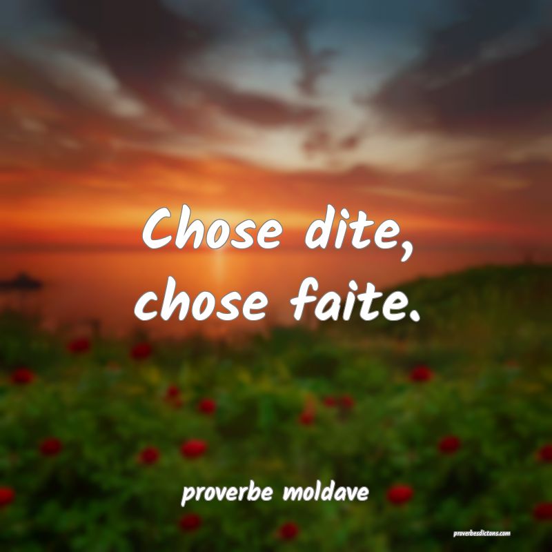  Chose dite, chose faite.
