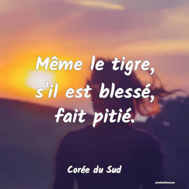  Même le tigre, s'il est blessé, fait pitié.