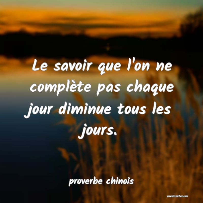  Le savoir que l'on ne complète pas chaque jour diminue tous les jours.
