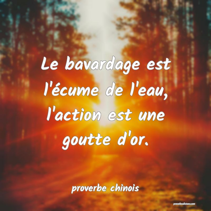  Le bavardage est l'écume de l'eau, l'action est une goutte d'or.
