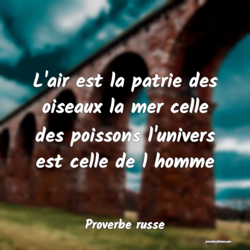  L'air est la patrie des oiseaux la mer celle des poissons l'univers est celle de l homme