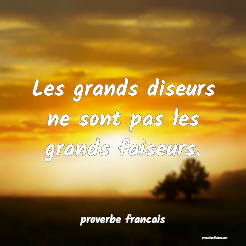  Les grands diseurs ne sont pas les grands faiseurs.
