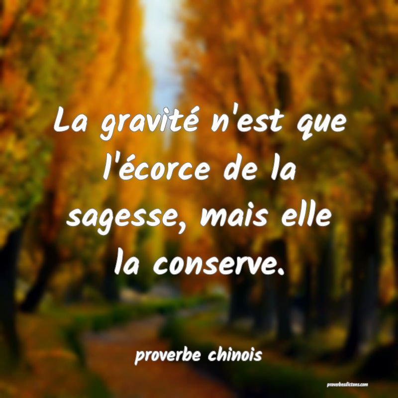  La gravité n'est que l'écorce de la sagesse, mais elle la conserve.