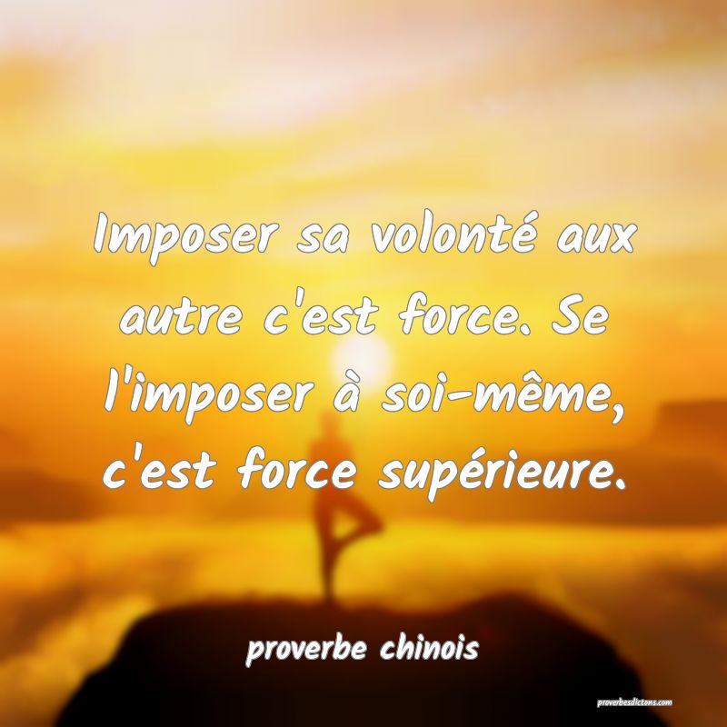 Imposer sa volonté aux autre c'est force. Se l'imposer à soi-même, c'est force supérieure.