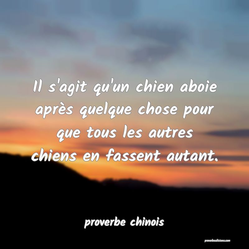  Il s'agit qu'un chien aboie après quelque chose pour que tous les autres chiens en fassent autant.