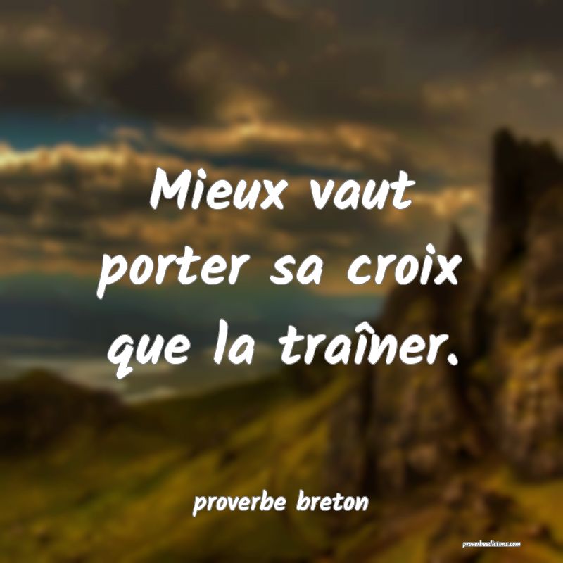  Mieux vaut porter sa croix que la traîner.