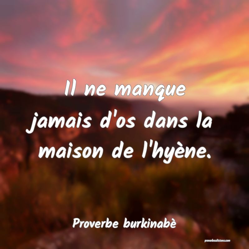  Il ne manque jamais d'os dans la maison de l'hyène.