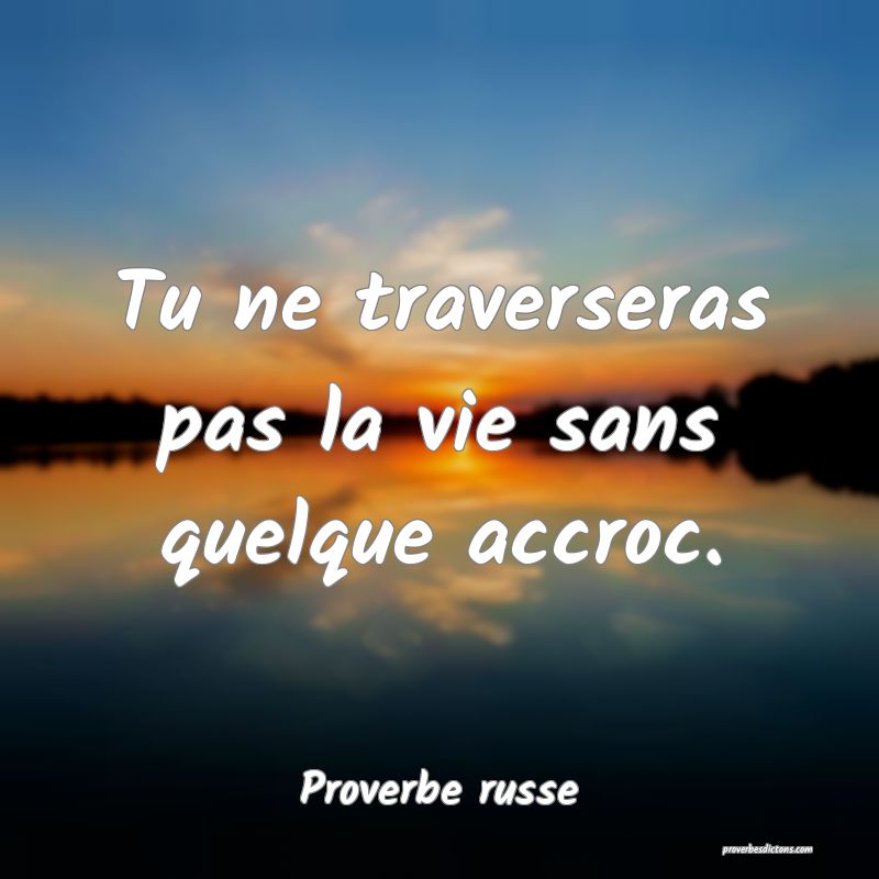  Tu ne traverseras pas la vie sans quelque accroc.
