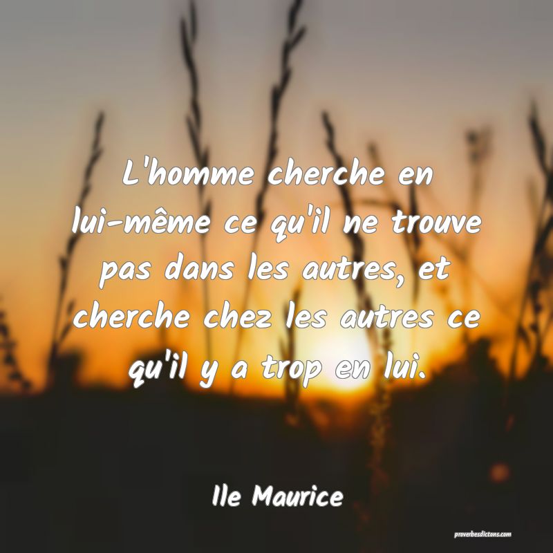  L'homme cherche en lui-même ce qu'il ne trouve pas dans les autres, et cherche chez les autres ce qu'il y a trop en lui.