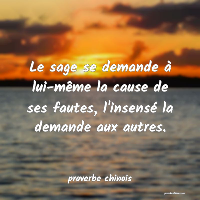  Le sage se demande à lui-même la cause de ses fautes, l'insensé la demande aux autres.