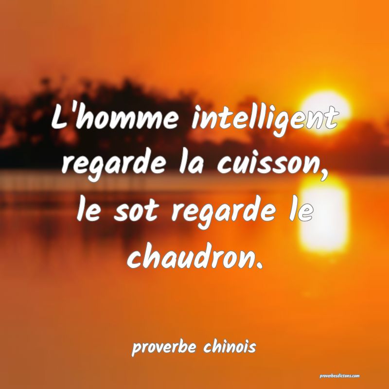  L'homme intelligent regarde la cuisson, le sot regarde le chaudron.