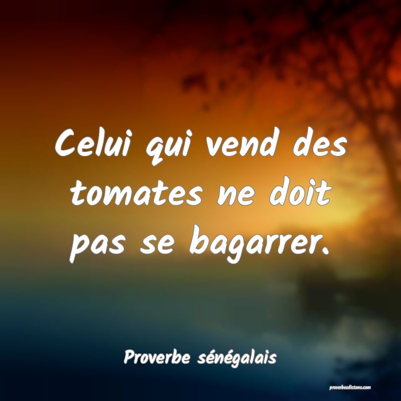  Celui qui vend des tomates ne doit pas se bagarrer.