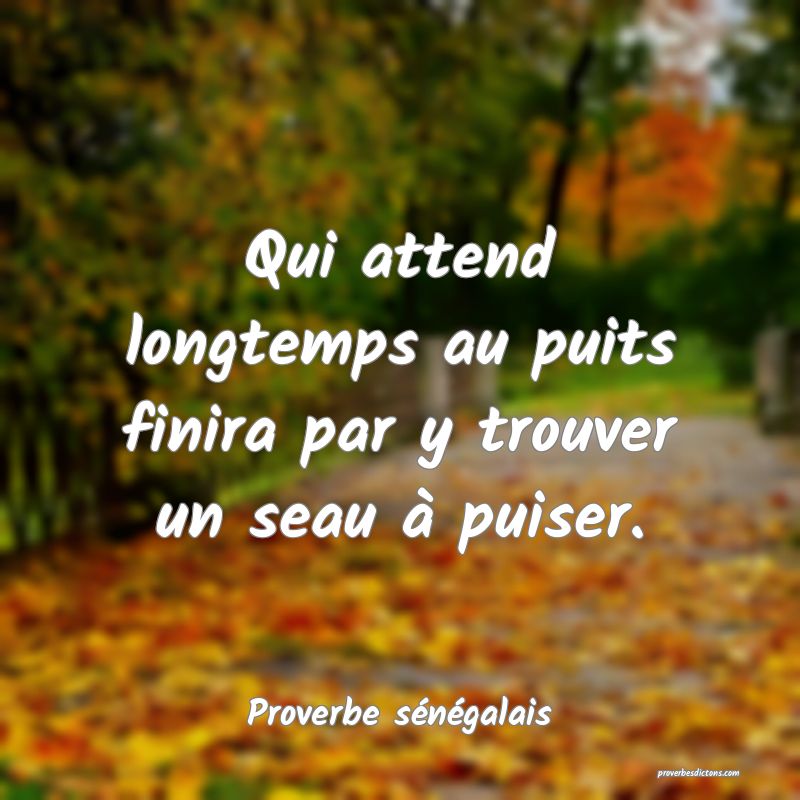  Qui attend longtemps au puits finira par y trouver un seau à puiser.