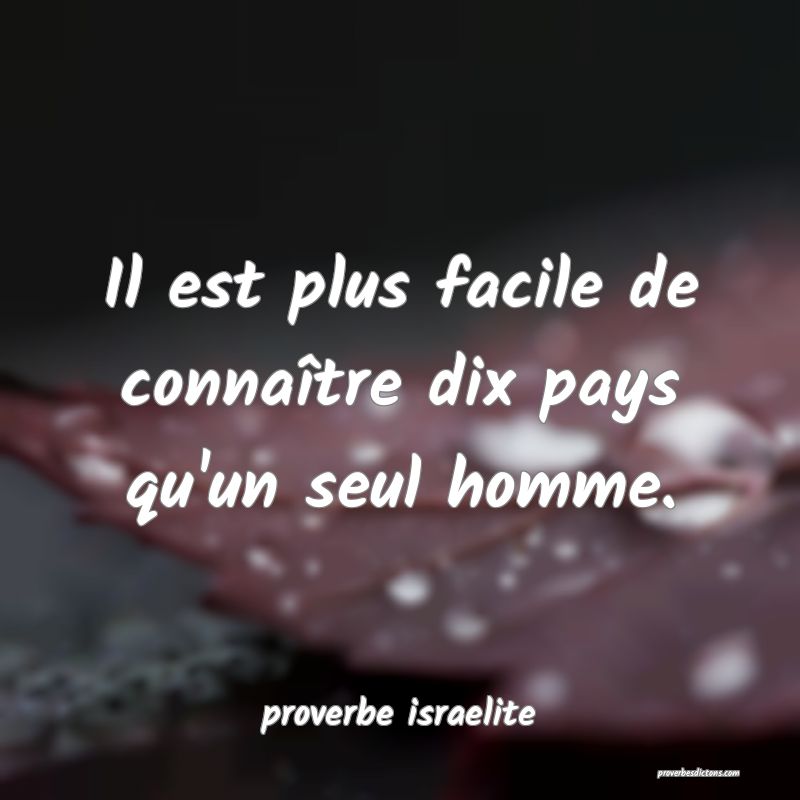  Il est plus facile de connaître dix pays qu'un seul homme.
