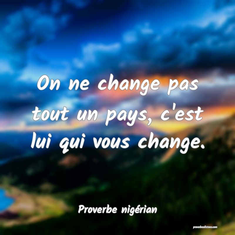  On ne change pas tout un pays, c'est lui qui vous change.