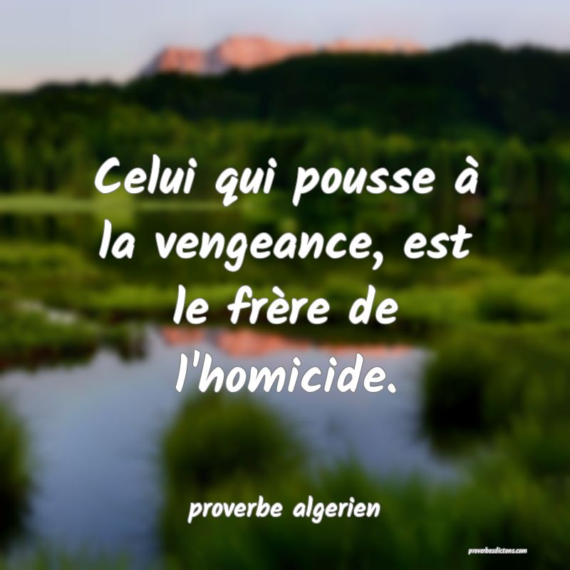  Celui qui pousse à la vengeance, est le frère de l'homicide.