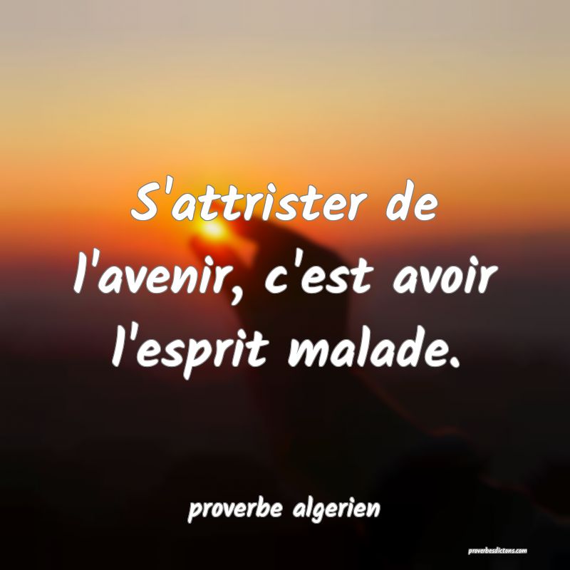  S'attrister de l'avenir, c'est avoir l'esprit malade.
