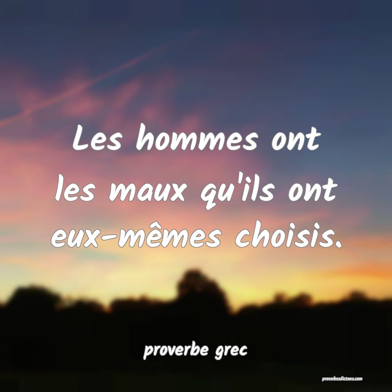  Les hommes ont les maux qu'ils ont eux-mêmes choisis.