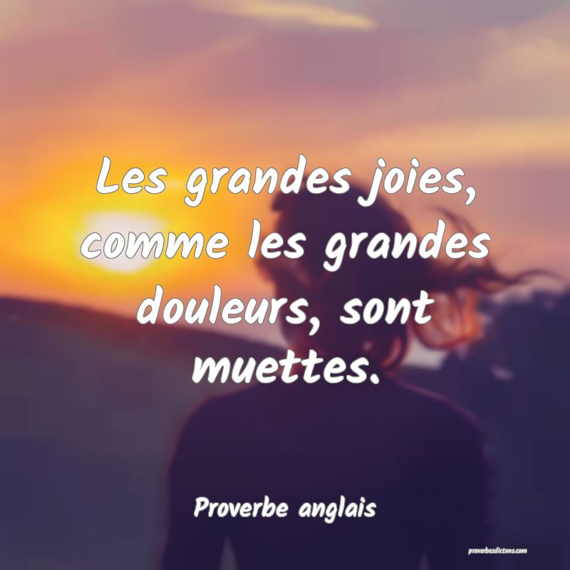  Les grandes joies, comme les grandes douleurs, sont muettes.