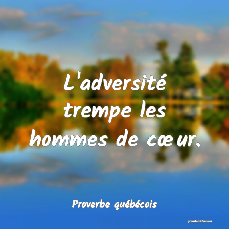  L'adversité trempe les hommes de cœur.
