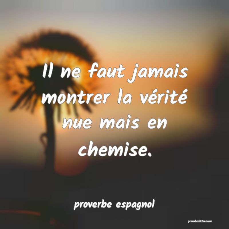  Il ne faut jamais montrer la vérité nue mais en chemise.