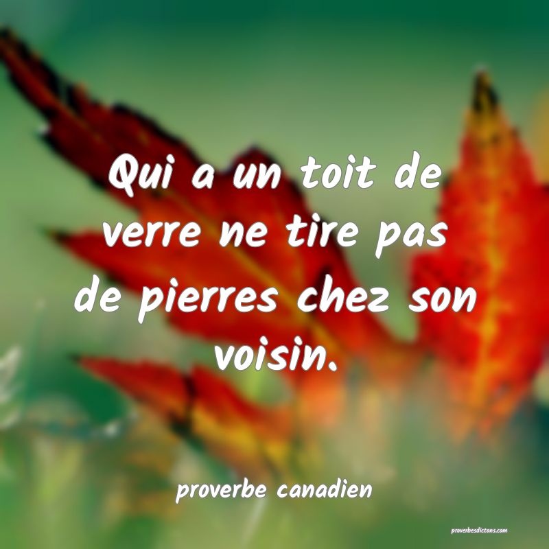  Qui a un toit de verre ne tire pas de pierres chez son voisin.