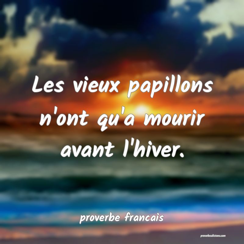  Les vieux papillons n'ont qu'a mourir avant l'hiver.