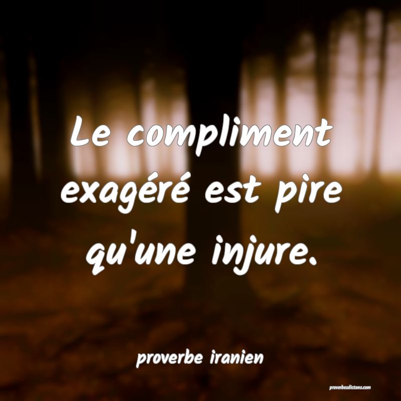  Le compliment exagéré est pire qu'une injure.