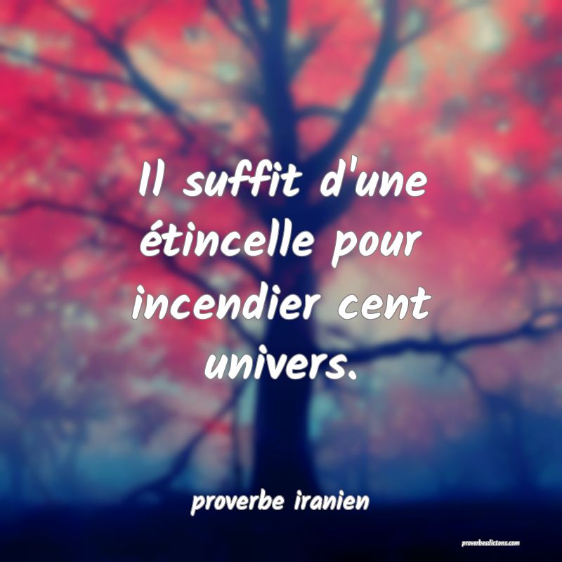  Il suffit d'une étincelle pour incendier cent univers.