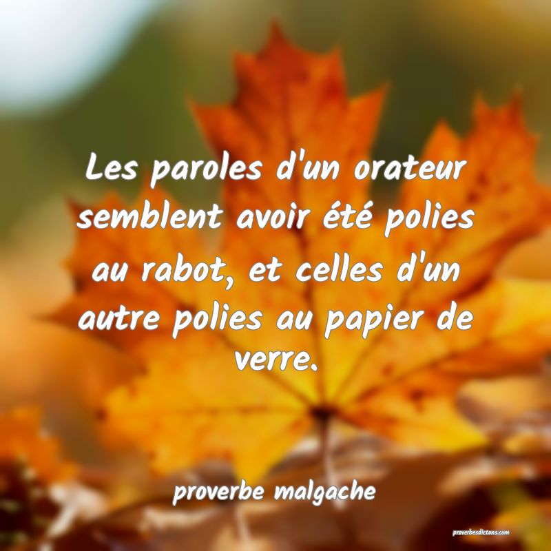 Les paroles d'un orateur semblent avoir été polies au rabot, et celles d'un autre polies au papier de verre.