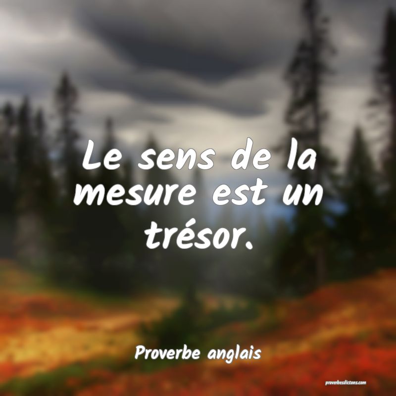  Le sens de la mesure est un trésor.
