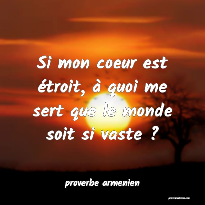  Si mon coeur est étroit, à quoi me sert que le monde soit si vaste ?