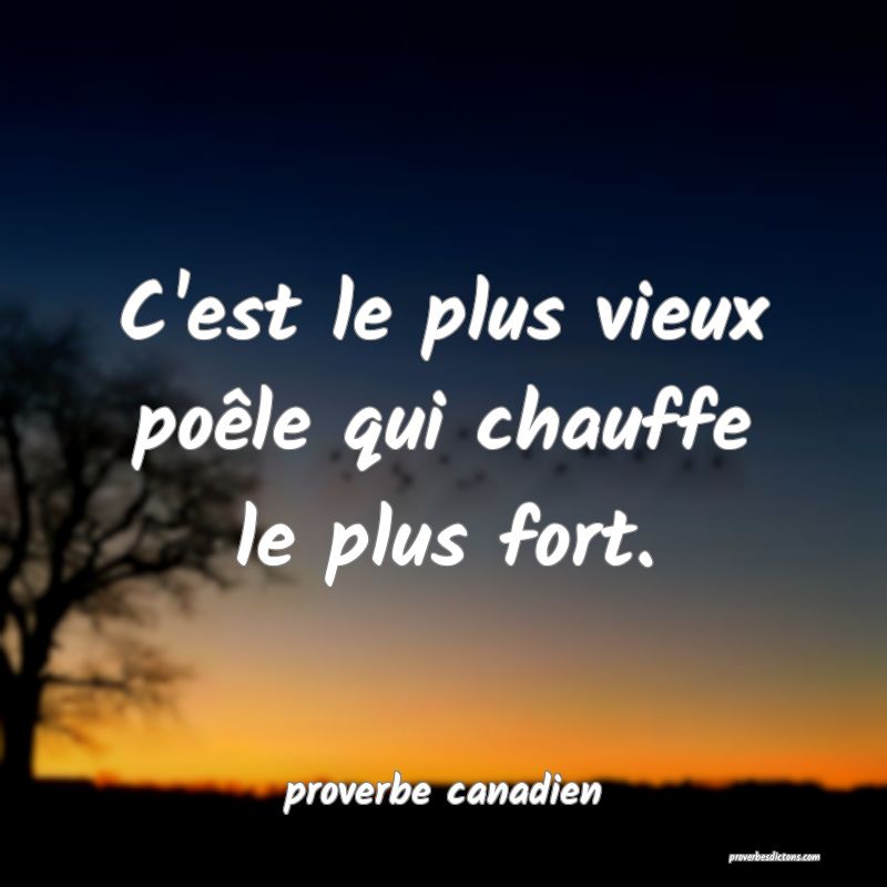  C'est le plus vieux poêle qui chauffe le plus fort.
