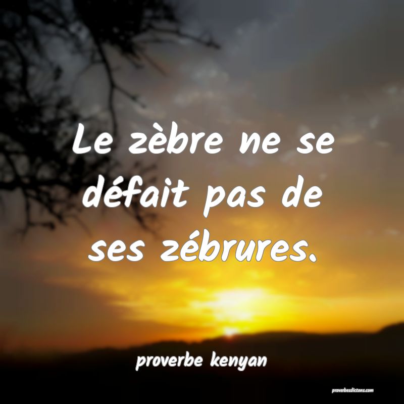  Le zèbre ne se défait pas de ses zébrures.